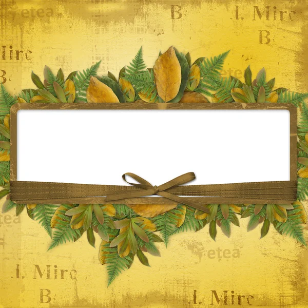 Grunge frame with ribbons and bow to old photos — Stock Photo, Image