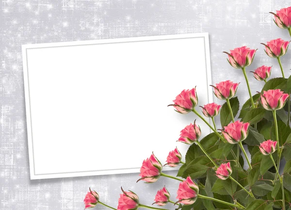 Card for congratulation or invitation with bunch of flowers — Stock Photo, Image