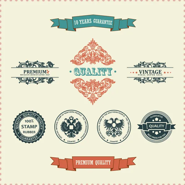 Vector vintage adornado elementos de decoración. adornos sellos de cinta — Vector de stock