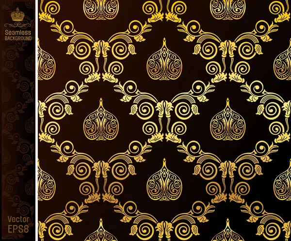 Бесшовные обои вектор золота черный винтажный фон — стоковый вектор