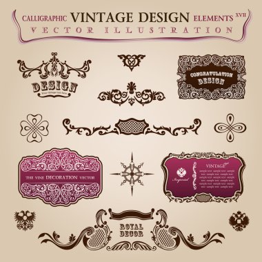 Calligraphic vintage elements Congratulation and page decoration clipart