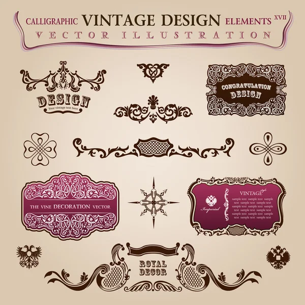 Calligraphic vintage elements Congratulation and page decoration Stock Vector