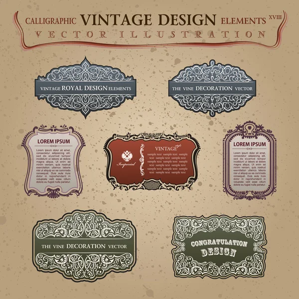 Calligraphic old vintage elements labels. Congratulation page de Royalty Free Stock Illustrations