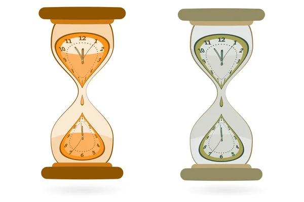 Reloj de arena con relojes de pared — Vector de stock