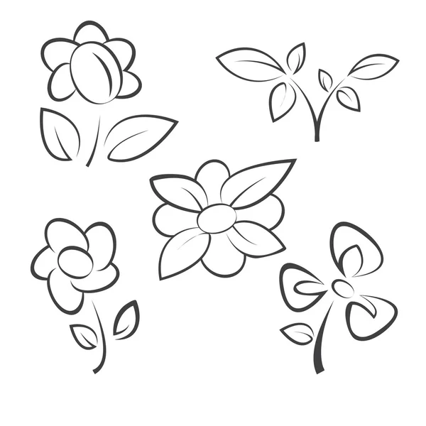 Flower icons set — Stock Vector