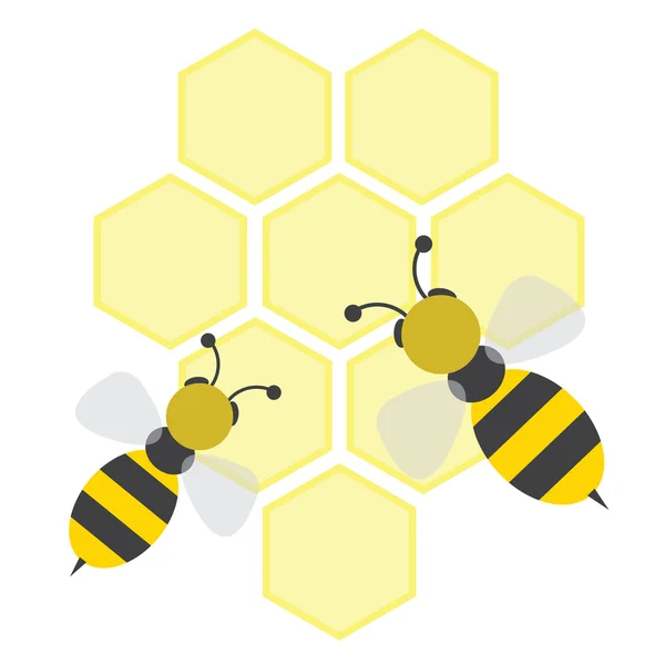 Pszczoły na honeycells — Wektor stockowy