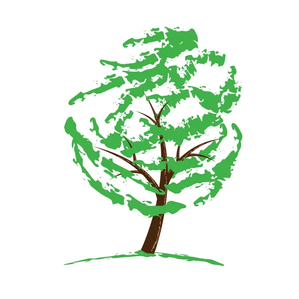 Yeşil ağaç çizimi üzerinde beyaz izole — Stok Vektör