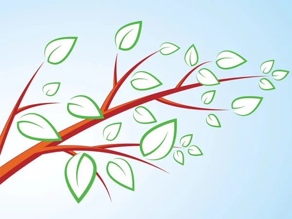 Branche d'arbre avec feuilles — Image vectorielle
