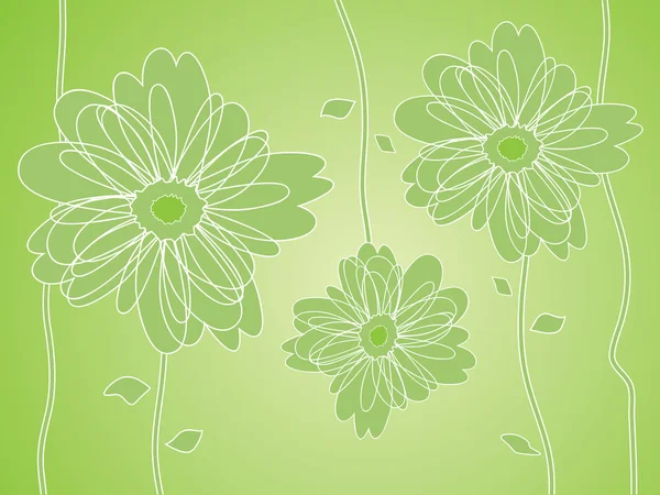 Grön blomma silhuetter bakgrund — Stock vektor