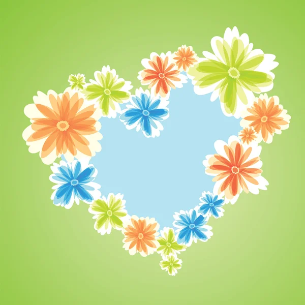 Gekleurde bloemen als hartsymbool — Stockvector