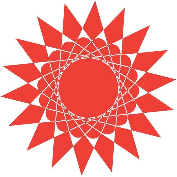 Abstracte rode zon geïsoleerd op witte achtergrond — Stockvector
