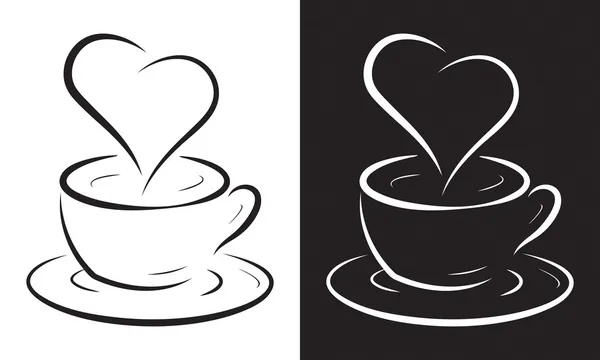 有心脏符号的咖啡杯 — 图库矢量图片