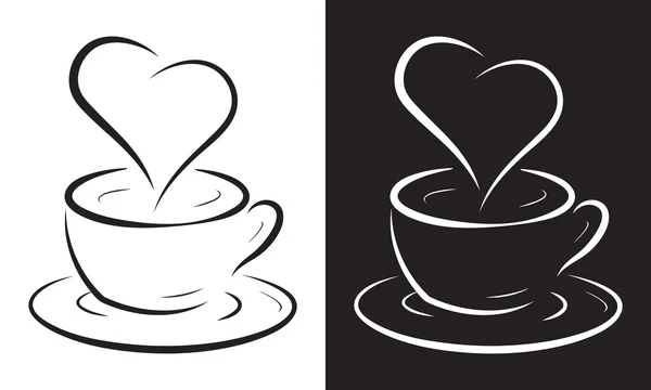Tasse à café avec symbole de coeur — Image vectorielle