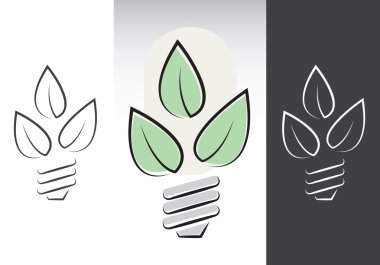 Green energy light bulbs symbols clipart