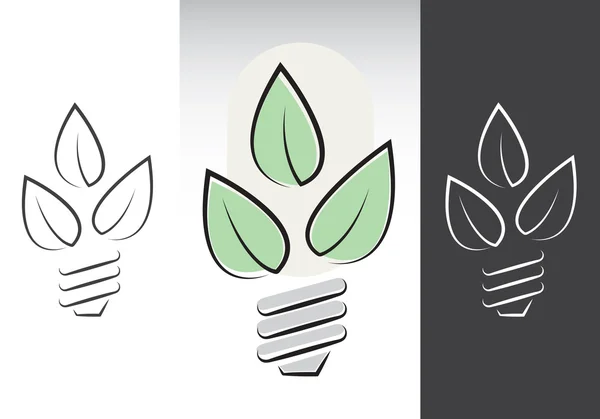 Πράσινη ενέργεια λαμπών φωτός σύμβολα — Διανυσματικό Αρχείο