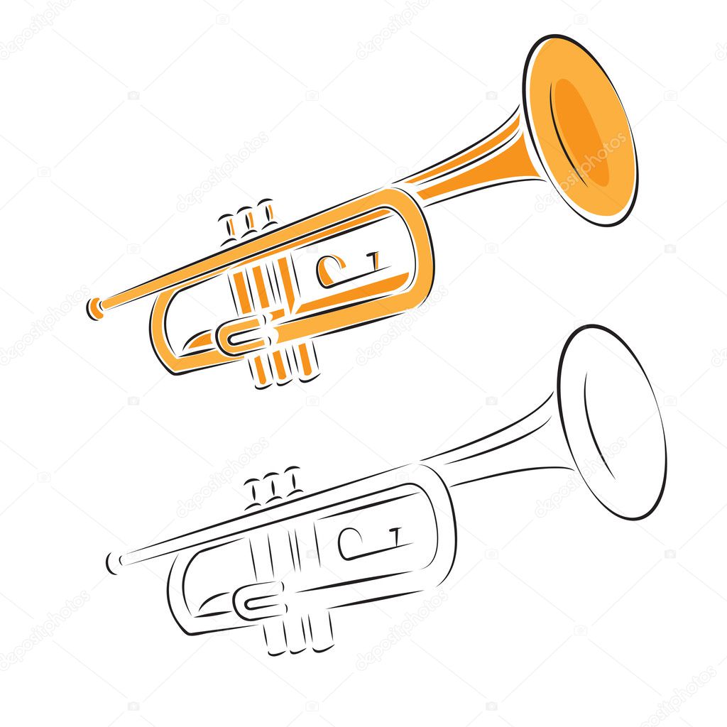 Trumpet set isolated on white background