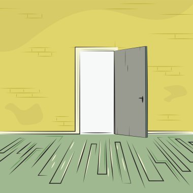 Exit door from old room clipart