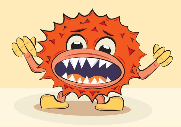 Cartoon funny angry bacillus — Stock Vector
