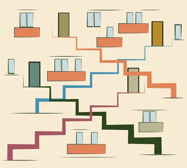 Edificio moderno abstracto de varios pisos — Vector de stock
