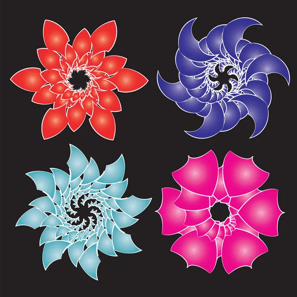 Set von abstrakten Blumen — Stockvektor