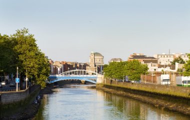 Dublin city at sunset clipart