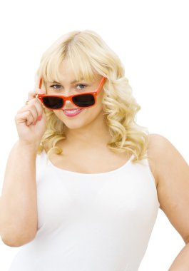 Summer fun - beautiful woman with red sunglasses clipart