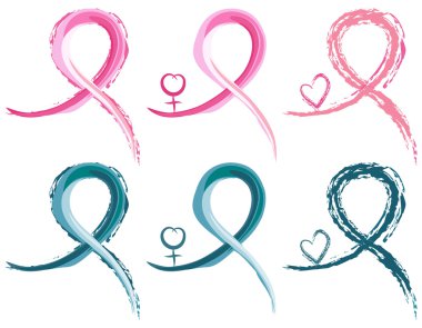Breast cancer and ovarian cancer ribbons clipart