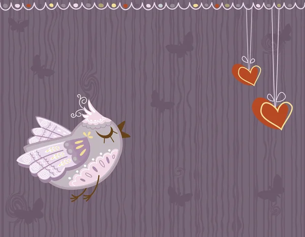 Carte de vœux d'amour avec oiseau mignon — Image vectorielle