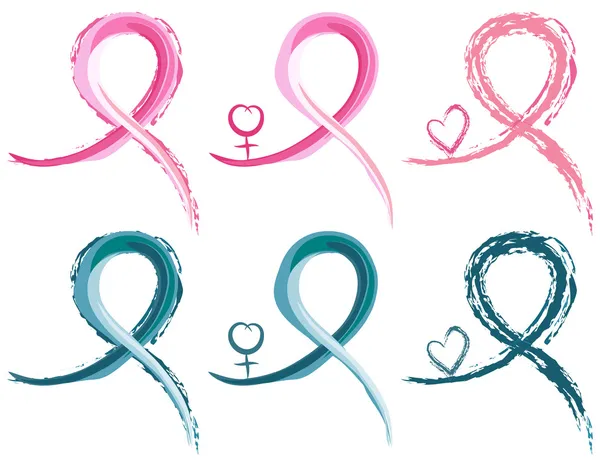 Breast cancer and ovarian cancer ribbons — Stock Vector