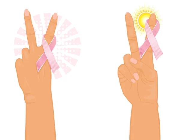 Esperanza y victoria para el cáncer de mama — Vector de stock