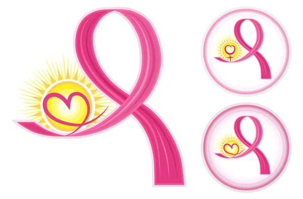 Cintas de cáncer de mama iconos — Vector de stock