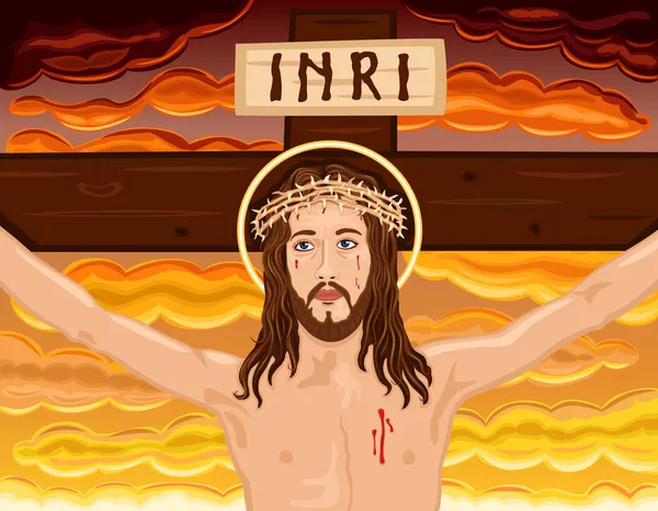 A kereszten Jézus Crucifixion — Stock Vector