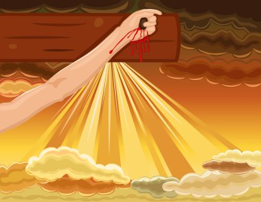 Crucifixion - hand of Jesus nailed to the Cross clipart