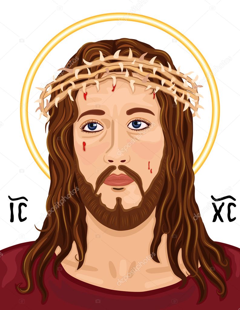 Portrait of Jesus Christ with Christogram