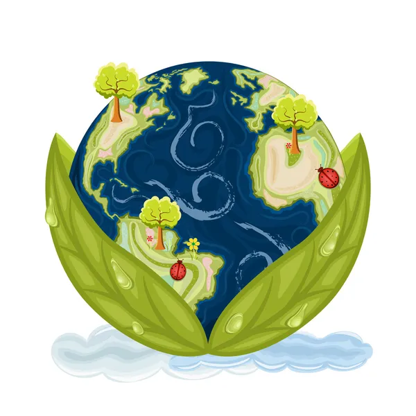 私たちの惑星を維持する - 緑の地球 — ストックベクタ