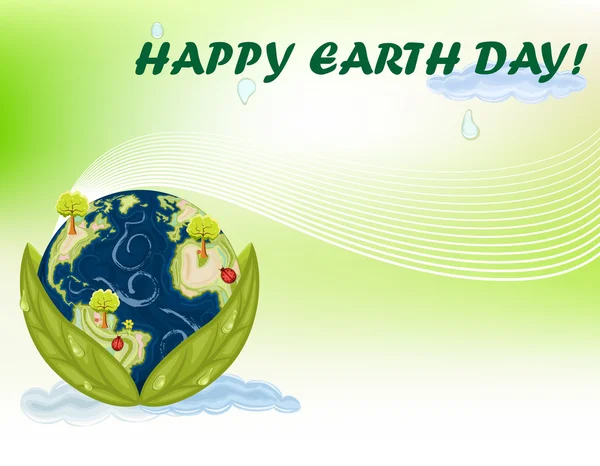 Earth day celebration - grön planet — Stock vektor