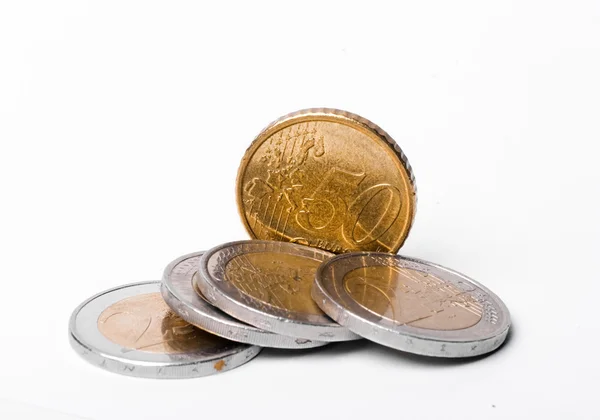 Um punhado de euros e euro centavos — Fotografia de Stock