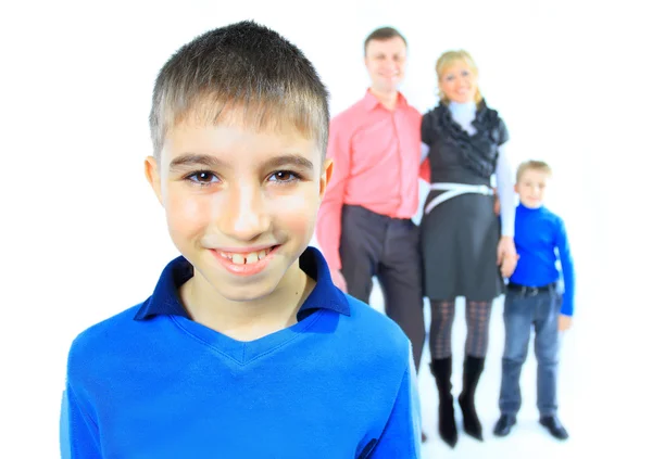 Pojke och hans familj — Stockfoto