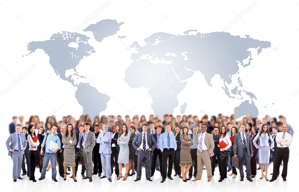 Business team with world map