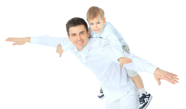 Glada porträtt av far och son — Stockfoto