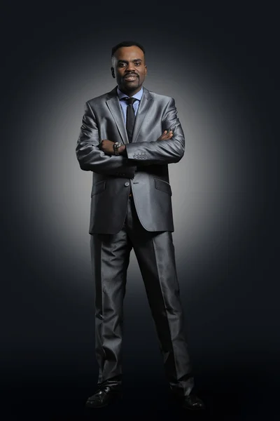 Boldog Afro-amerikai businessma arc — Stock Fotó