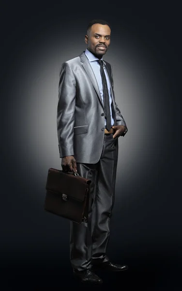 Boldog Afro-amerikai businessma arc — Stock Fotó
