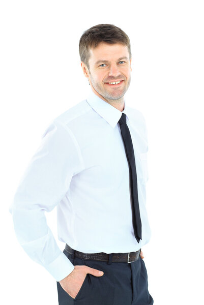 Smiling business man. Isolated over white background