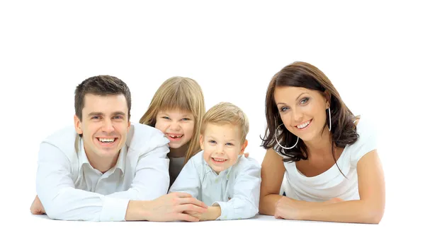Glad familj om — Stockfoto