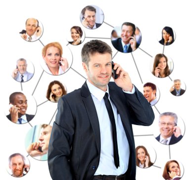 A group of talking on the phone clipart