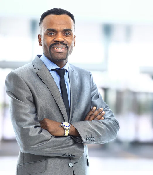 Крупним планом портрет успішний бізнес афроамериканців людини — стокове фото