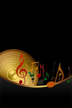 Golden Disk and Music Notes clipart