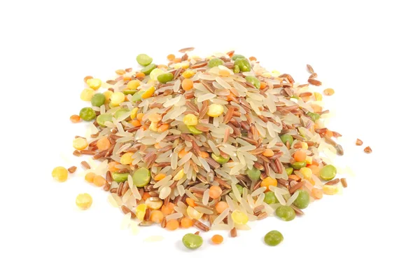 Pełnoziarniste & fasolę wymieszać (ryż, Splitu groch i soczewica) — Zdjęcie stockowe