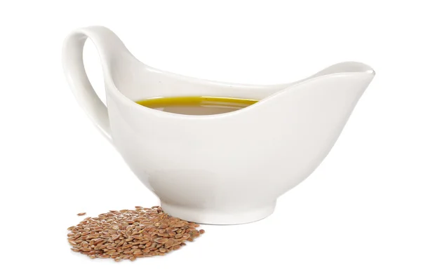 Aceite de linaza (linaza) y semillas de lino —  Fotos de Stock