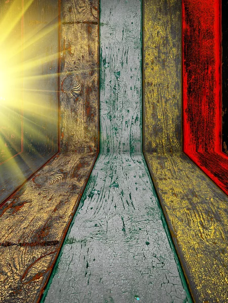 Pranchas de madeira iluminadas pelo sol como pano de fundo — Fotografia de Stock